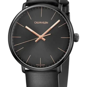 Calvin Klein High Noon Quartz Black Dial Black Leather Strap Watch for Men - K8M214CB