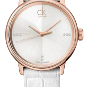 140c3386f6caec8aa789 Calvin Klein Accent White Dial White Leather Strap Watch for Women - K2Y2Y6KW