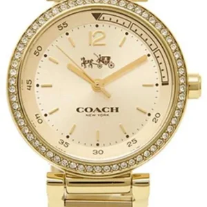 Coach Sport Diamonds Gold Dial Gold Steel Strap Watch for Women - 14502195