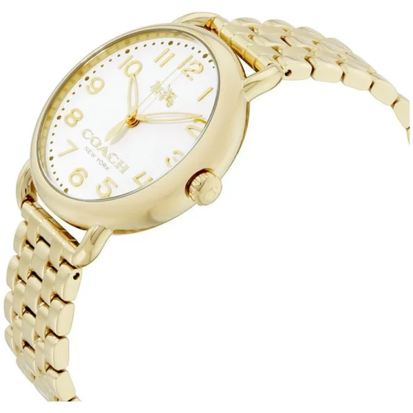14502261_2-282382 Coach Delancey Classic White Dial Gold Steel Strap Watch for Women - 14502261