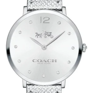 14502685 Coach Slim Easton Silver Dial Silver Leather Strap Watch for Women - 14502685
