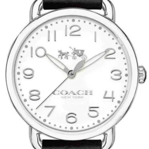 Coach Delancey White Dial Black Leather Strap Watch for Women - 14502714