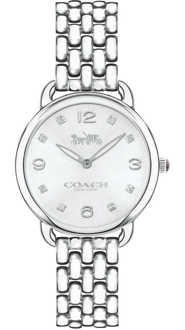 14502781_FRONT_1 Coach Delancey Slim Silver Dial Silver Steel Strap Watch for Women - 14502781