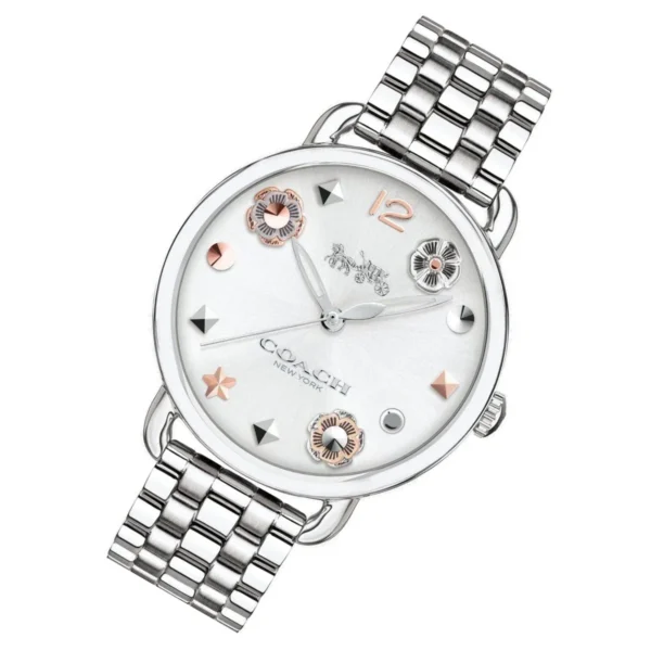 14502810img1_2fe30b6a-e43b-45fe-9485-3654aebfff3b Coach Delancey White Dial Silver Steel Strap Watch for Women - 14502810