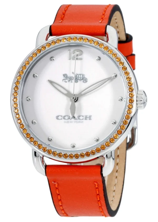 14502880_FXA Coach Delancey White Dial Orange Leather Strap Watch for Women - 14502880