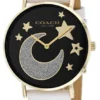 14503041 Coach Perry Black Dial White Leather Strap Watch for Women - 14503041