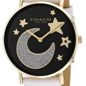 14503041 Coach Perry Black Dial White Leather Strap Watch for Women - 14503041
