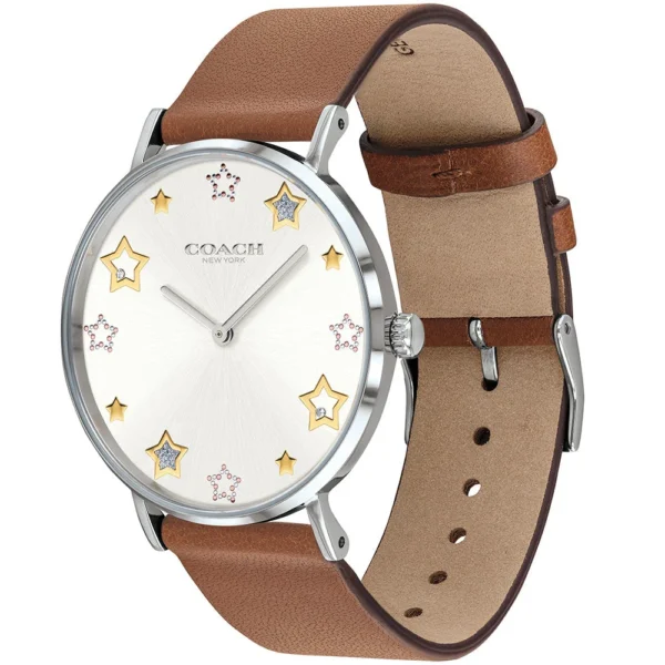 14503242-2_d9cd84fd-9bbd-4615-90f8-c7070daec5ea Coach Perry White Dial Brown Leather Strap Watch for Women - 14503242