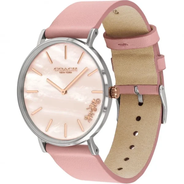 14503244_LRG_rgb_Profile Coach Perry Mother of Pearl Pink Dial Pink Leather Strap Watch for Women - 14503244