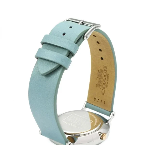 145032713 Coach Perry Mother of Pearl White Dial Blue Leather Strap Watch for Women - 14503271
