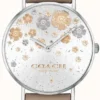 14503326 Coach Perry Quartz Silver Dial Brown Leather Strap Watch for Women - 14503326