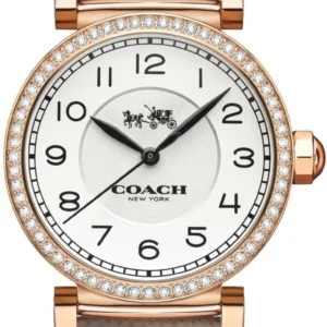 Coach Madison Diamonds White Dial Beige Leather Strap Watch for Women - 14503394