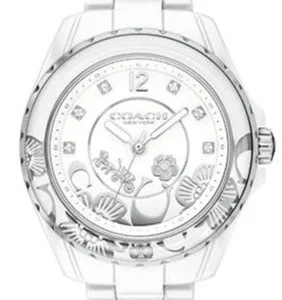 Coach Preston White Dial White Steel Strap Watch for Women - 14503464