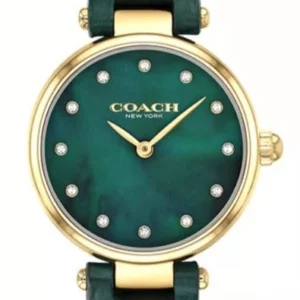 Coach Park Analog Green Dial Green Leather Strap Watch for Women - 14503534