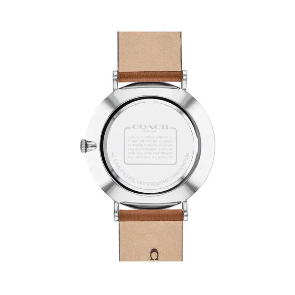 14602152-back Coach Charles Silver Dial Brown Leather Strap Watch for Men - 14602152