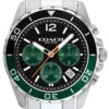 14602557_1686212482 Coach Kent Green Dial Silver Steel Strap Watch for Men - 14602557