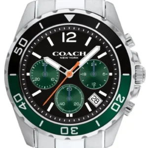 14602557_1686212482 Coach Kent Green Dial Silver Steel Strap Watch for Men - 14602557
