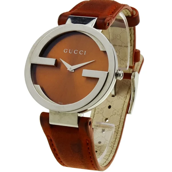 14882991a_190c29a1-d28a-4eb2-8de3-24c99d1a3148 Gucci Interlocking G Brown Dial Brown Leather Strap Watch For Women - YA133319