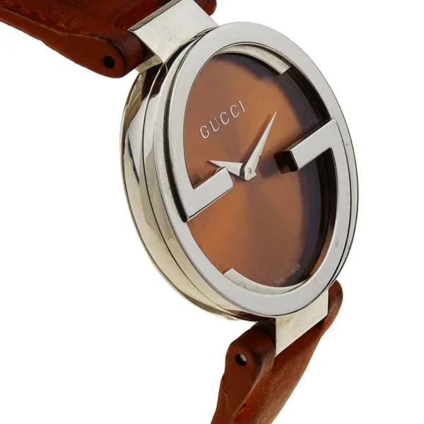 14882991c_952e92a5-b14c-4f10-95a0-adefc7fe8eeb Gucci Interlocking G Brown Dial Brown Leather Strap Watch For Women - YA133319