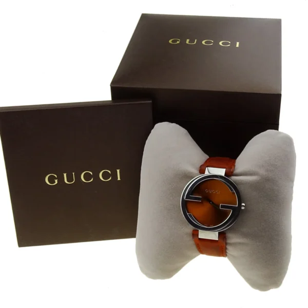 14882991g_0dda23db-c42d-4f3f-bf46-8babc77a180b Gucci Interlocking G Brown Dial Brown Leather Strap Watch For Women - YA133319