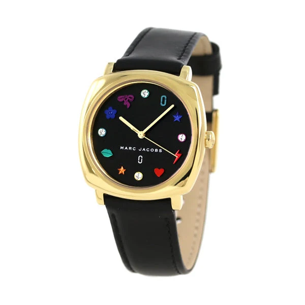 1558692877850_1_3cc62712-7405-4626-a78c-3007c66cdeb7 Marc Jacobs Mandy Black Dial Black Leather Strap Watch for Women - MJ1597