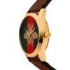 Gucci G Timeless Quartz Green & Red Dial Brown Leather Strap Watch For Men - YA126451