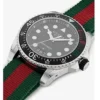 Gucci Dive Black Dial Red & Green Nylon Strap Watch For Men - YA136209