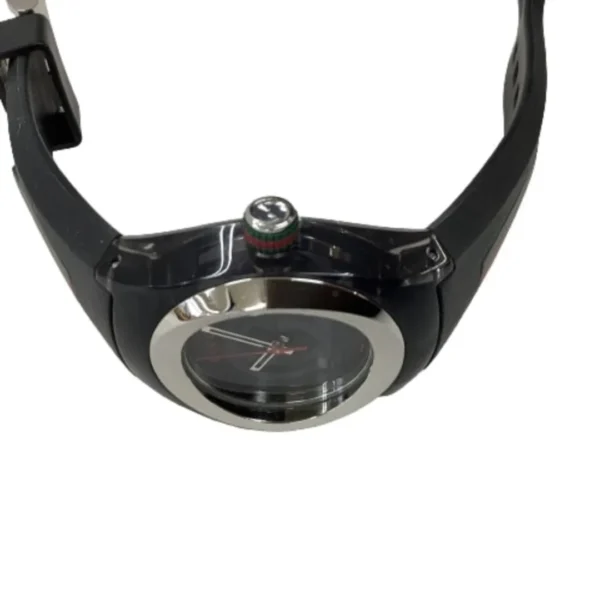 1593677054 Gucci Sync Quartz Black Dial Black Rubber Strap Watch For Men - YA137301
