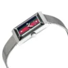 164338161165-1-280728_35967ac0-3d57-407b-92f8-f32feb5935da Gucci G Frame Red and Green Dial Silver Mesh Bracelet Watch For Women - YA147401