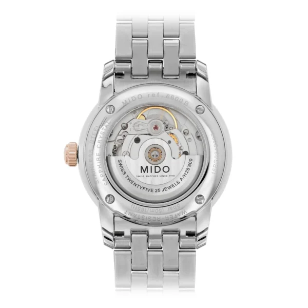 164887_efe9181b-fa42-4e3a-8578-56afbcb9c9e0 Mido Baroncelli Automatic White Dial Two Tone Steel Strap Watch For Women - M8600.9.N6.1
