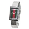 1697416656-346560_c8342a30-24e6-4253-804c-0f4813f3af8a Gucci G Frame Red and Green Dial Silver Mesh Bracelet Watch For Women - YA147401