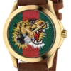 17371304_1_640-976149 Gucci Le Marche Des Merveilles Red & Green Dial Brown Leather Strap Unisex Watch - YA126497