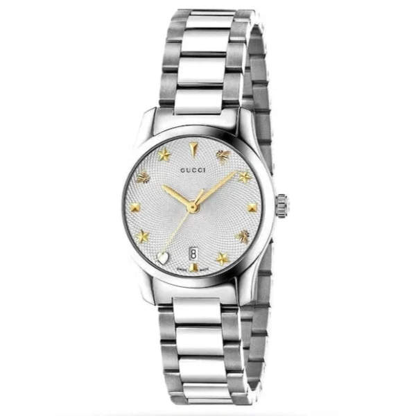 17371345_1 Gucci G Timeless White Dial Silver Steel Strap Watch For Women - YA126572A