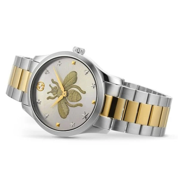 17371453_4-372219 Gucci G Timeless Silver Dial Two Tone Steel Strap Watch For Women - YA1264131