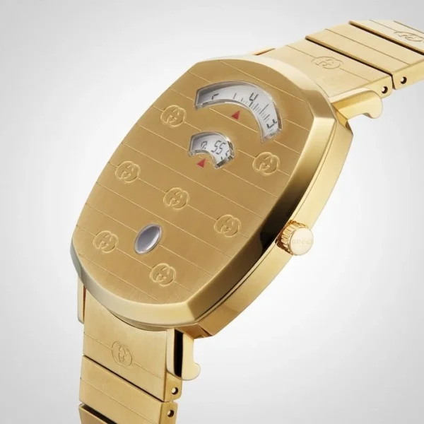 17371457_5-161653 Gucci Grip Quartz Yellow Gold Dial Gold Steel Strap Unisex Watch - YA157409
