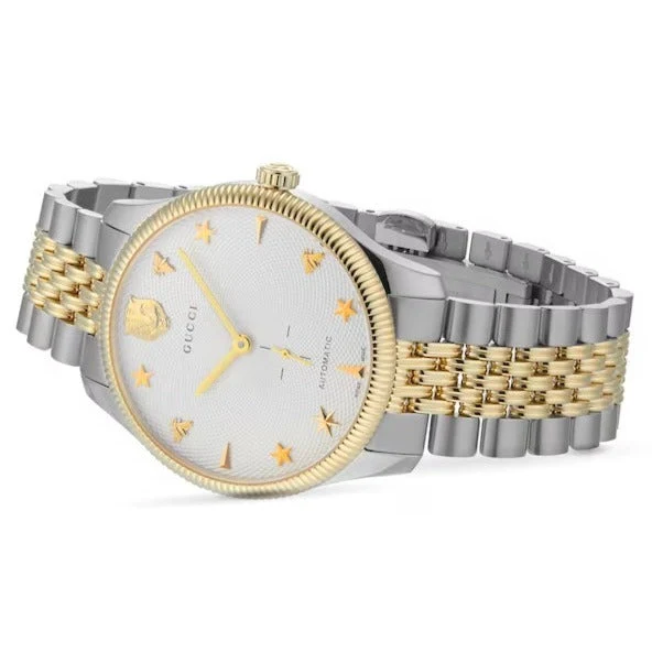 17371466_2 Gucci G Timeless Automatic White Dial Two Tone Steel Strap Watch for Men - YA126356