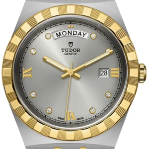 17770866_1 Tudor Royal Diamonds Automatic Grey Dial Two Tone Steel Strap Watch for Men - M28603-0002