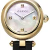 184907-ya141505-486961552587096-467691573235579 Gucci Diamantissima Mother of Pearl Dial Black Leather Strap Watch For Women - YA141505