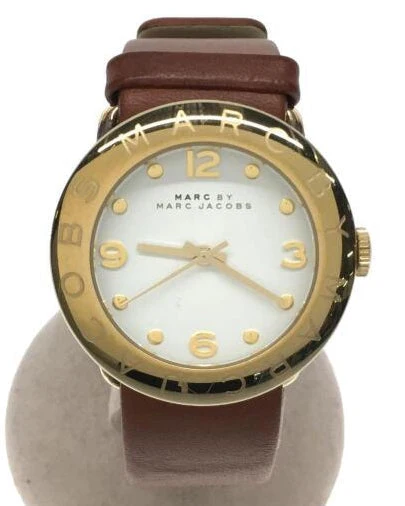 Marc Jacobs Amy White Dial Brown Leather Strap Watch for Women - MBM8574