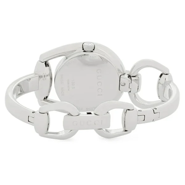 1cd760c3-e0da-44bf-8ad6-6abfe96950e9_1.b7bd1e043e1456736fb22d018226f294 Gucci Horsebit Collection Diamonds Mother of Pearl White Dial Silver Steel Strap Watch For Women - YA139504