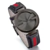 Gucci Interlocking G XL Black Dial Red & Green Leather Strap Watch For Men - YA133206