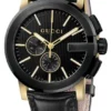 Gucci G Chrono Black Dial Black Leather Strap Watch For Men - YA101203