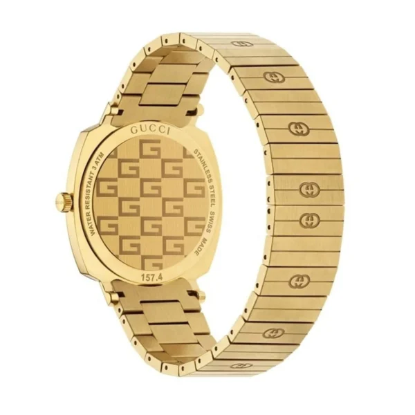 2-033-04-0091_1 Gucci Grip Quartz Yellow Gold Dial Gold Steel Strap Unisex Watch - YA157409