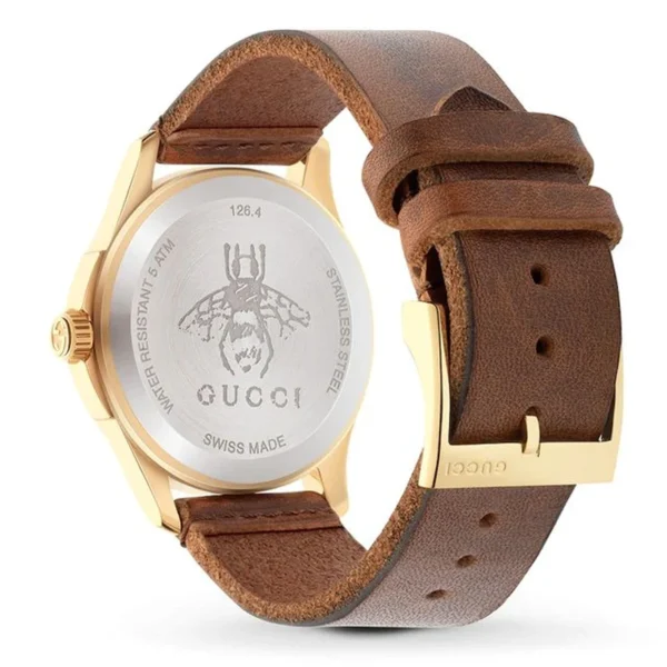 2-134_30e7a17a-ea18-46fb-9582-762678c8d48a Gucci G Timeless Quartz Two Tone Dial Brown Leather Strap Watch For Men - YA126451B