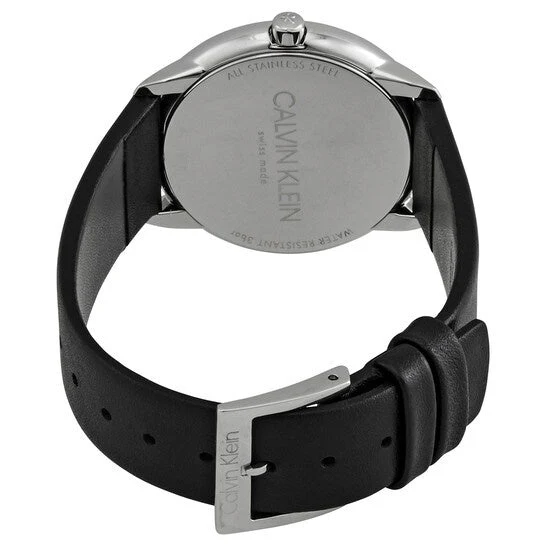 2-43_9597589b-305a-45a3-92d9-2c8d1a4b7b8f Calvin Klein Minimal Black Dial Black Leather Strap Watch for Men - K3M221CS