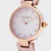 Coach Hayley Mother of Pearl Pink Dial Pink Leather Strap Watch for Women - 14503537