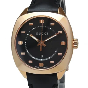 200090032018_3-106153 Gucci GG2570 Quartz Black Dial Black Leather Strap Watch For Women - YA142407