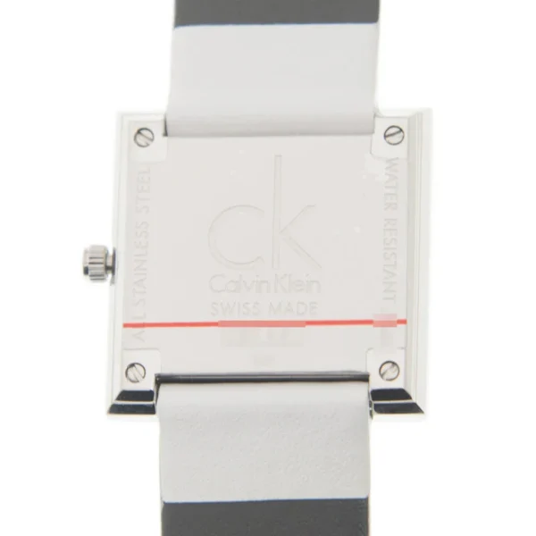 20170617100833_4245 Calvin Klein Mark Silver Dial White Leather Strap Watch for Women - K3R231L6