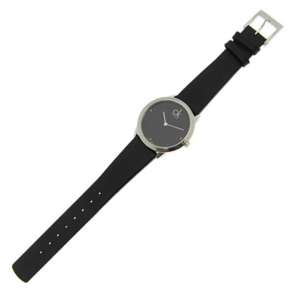 20200304094729_8188 Calvin Klein Minimal Black Dial Black Leather Strap Watch for Men - K3M221CS