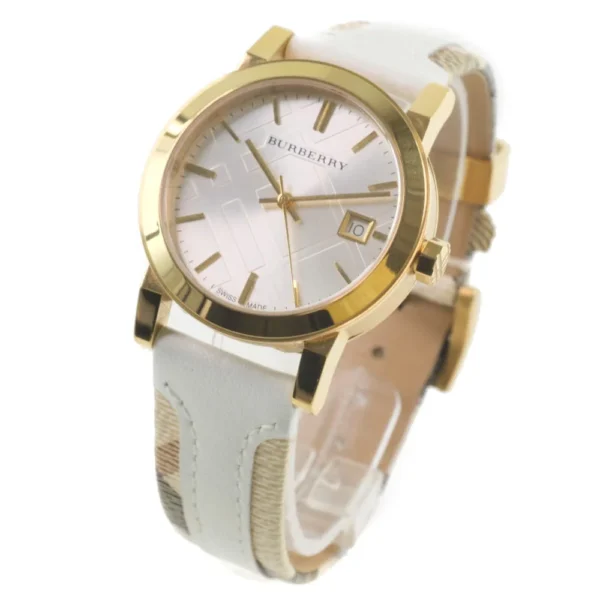 21030304-2-828842_76c989d0-eb3a-4d5c-930d-ffe93b2796c8 Burberry The City White Dial White Leather Strap Watch for Women - BU9015